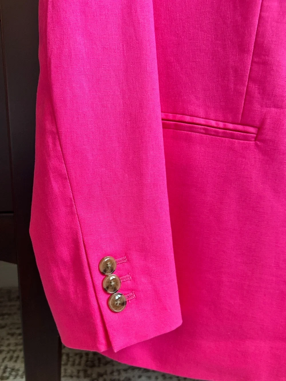 J. Crew NWT Parke Blazer Linen Cotton Bright Pink Flat Pocket Jacket 8